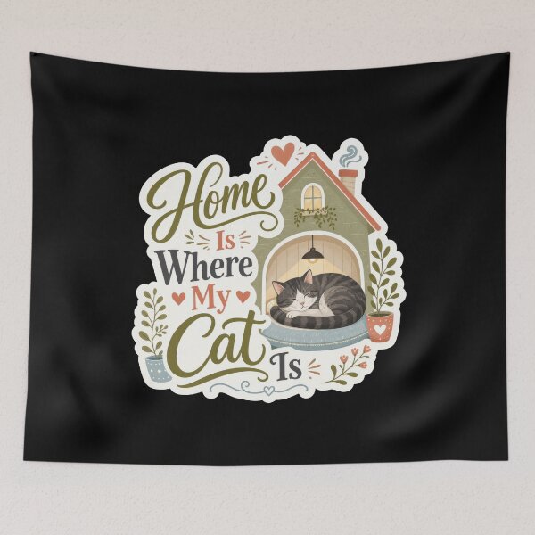 Item preview, Home Is Where My Cat Is Cozy Cat Sticker  designed and sold by Sketchlegacy.