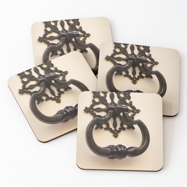 Item preview, Black Antique Door Knocker On Cream Door With Ornate Iron Backplate Vintage Detail designed and sold by Nmallia.