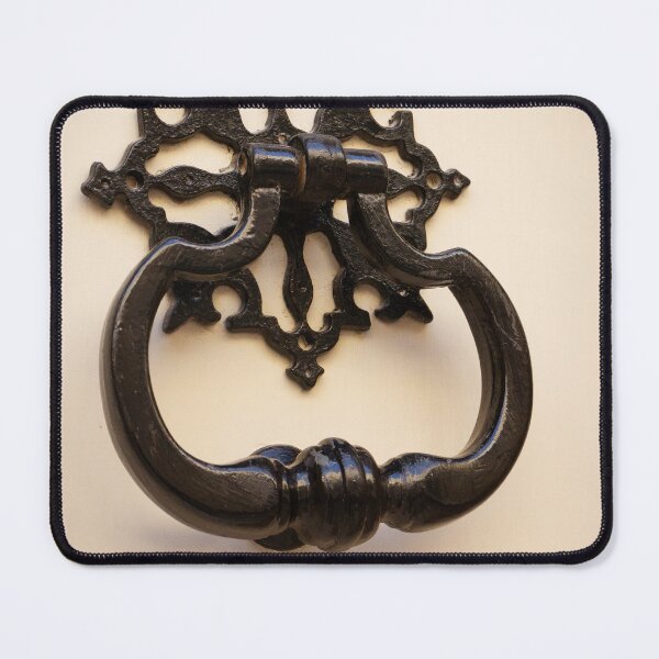 Item preview, Black Antique Door Knocker On Cream Door With Ornate Iron Backplate Vintage Detail designed and sold by Nmallia.