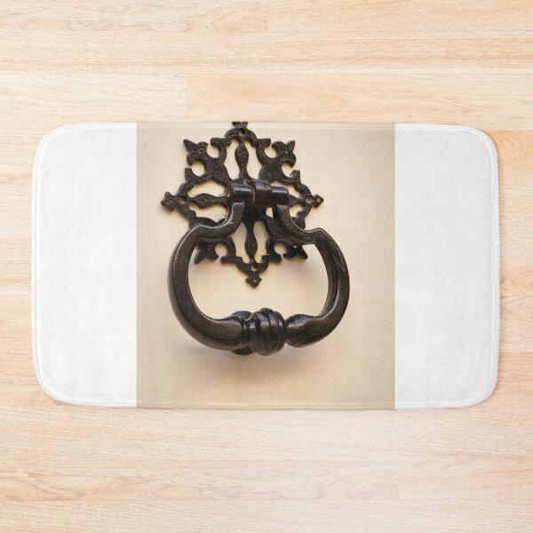 Item preview, Black Antique Door Knocker On Cream Door With Ornate Iron Backplate Vintage Detail designed and sold by Nmallia.