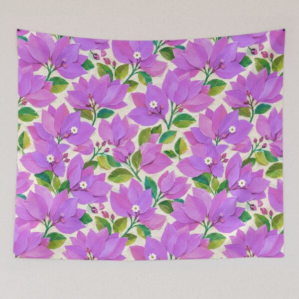 Item preview, Purple Bougainvillea Floral Pattern, Seamless Tropical Flower Collage, Botanical Garden Print, Bright Pink Floral Design designed and sold by SWSandraWechner.
