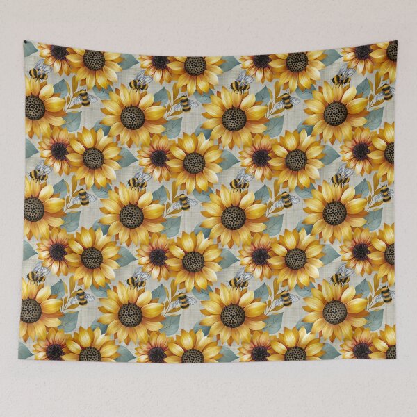 Item preview, Bright Pattern- Sunflowers and Bee's 3 designed and sold by Gypsykiss.