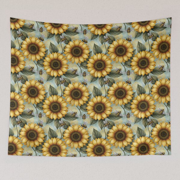 Item preview, Bright Pattern- Sunflowers and Bee's 5 designed and sold by Gypsykiss.