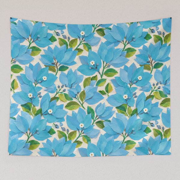 Item preview, Blue Bougainvillea Floral Pattern, Seamless Tropical Flower Collage, Botanical Garden Print, Bright Blue Floral Design designed and sold by SWSandraWechner.