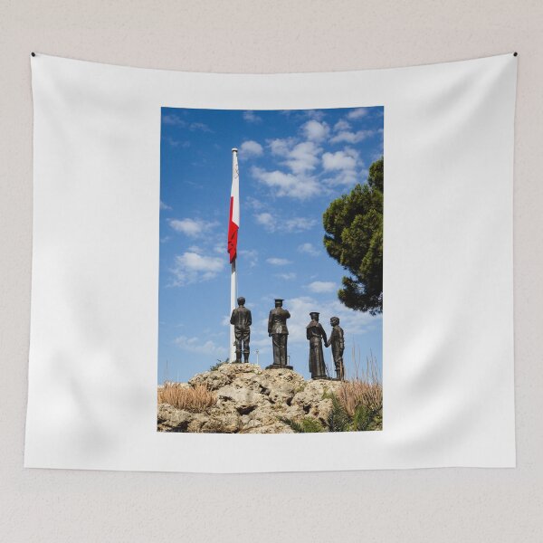 Item preview, Bronze Military Memorial With Maltese Flag and Figures on Rocky Plinth Under Blue Sky designed and sold by Nmallia.