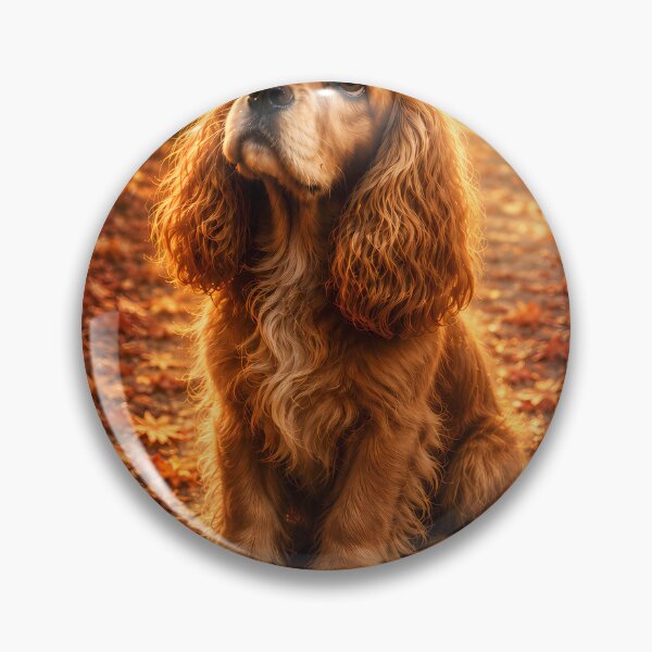 Item preview, Autumn Light Cocker Spaniel Puppy – Cozy Fall Forest Dog Art designed and sold by ManJiangHong.