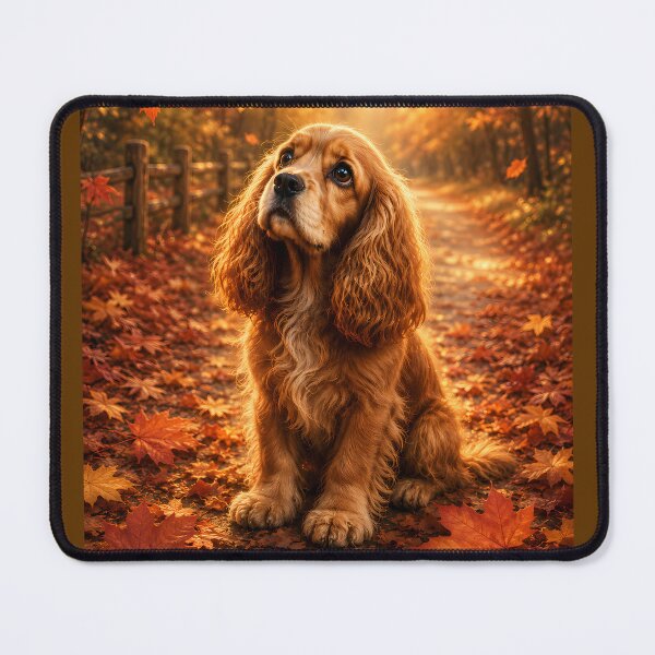 Item preview, Autumn Light Cocker Spaniel Puppy – Cozy Fall Forest Dog Art designed and sold by ManJiangHong.