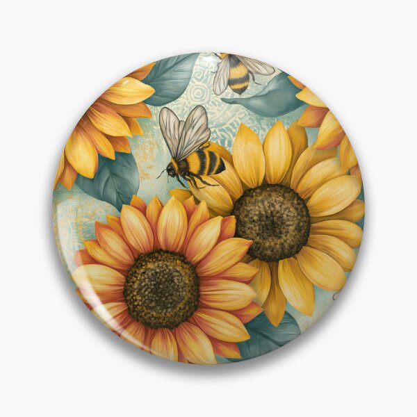 Item preview, Bright Pattern- Sunflowers and Bee's 6 designed and sold by Gypsykiss.