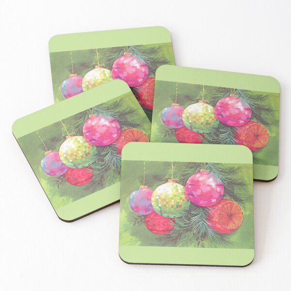 Item preview, Christmas Ornaments On Green designed and sold by collageDP.