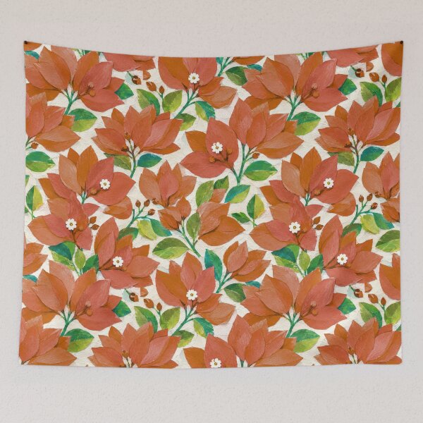 Item preview, Red Bougainvillea Floral Pattern, Seamless Tropical Flower Collage, Botanical Garden Print, Bright Red Floral Design designed and sold by SWSandraWechner.
