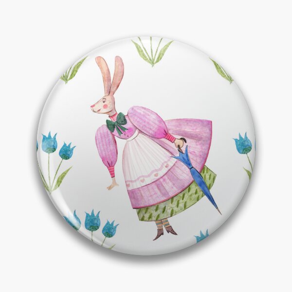 Item preview, Spring Rabbit and Blue Tulips Watercolor Pattern designed and sold by SashaZinch.