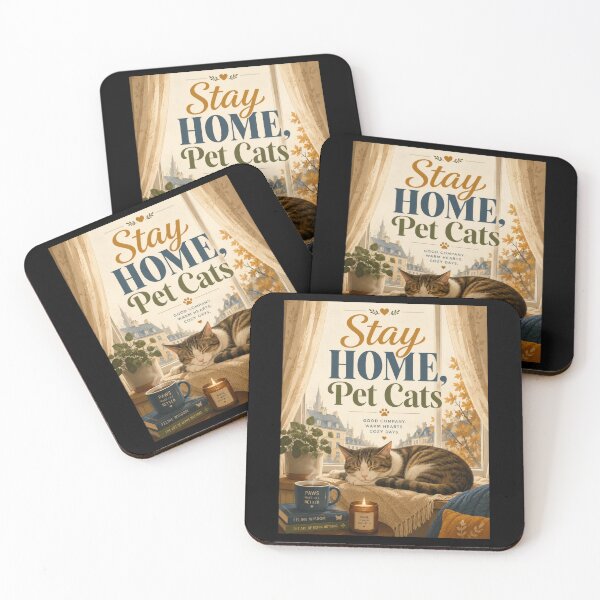 Item preview, Stay Home Pet Cats Cozy Cat Poster designed and sold by Sketchlegacy.
