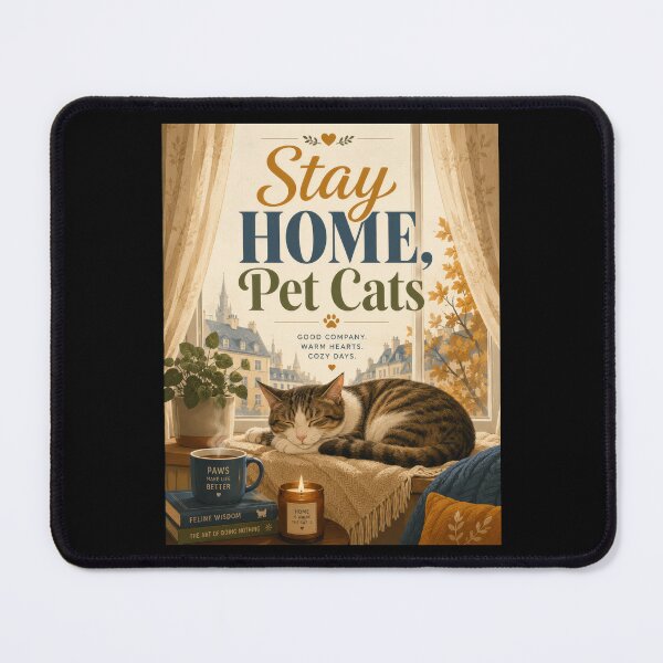 Item preview, Stay Home Pet Cats Cozy Cat Poster designed and sold by Sketchlegacy.