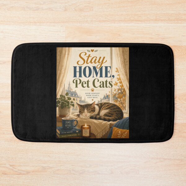 Item preview, Stay Home Pet Cats Cozy Cat Poster designed and sold by Sketchlegacy.