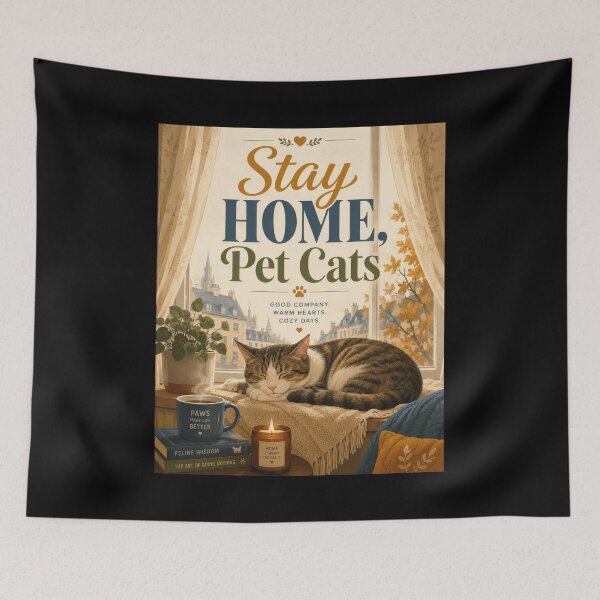 Item preview, Stay Home Pet Cats Cozy Cat Poster designed and sold by Sketchlegacy.