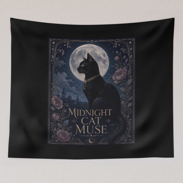 Item preview, Midnight Cat Muse Gothic Moon Poster designed and sold by Sketchlegacy.