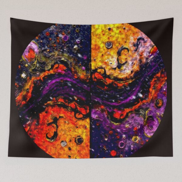 Item preview, cosmic waves round turbulent colorful geometric abstract design designed and sold by SmashingDeals.