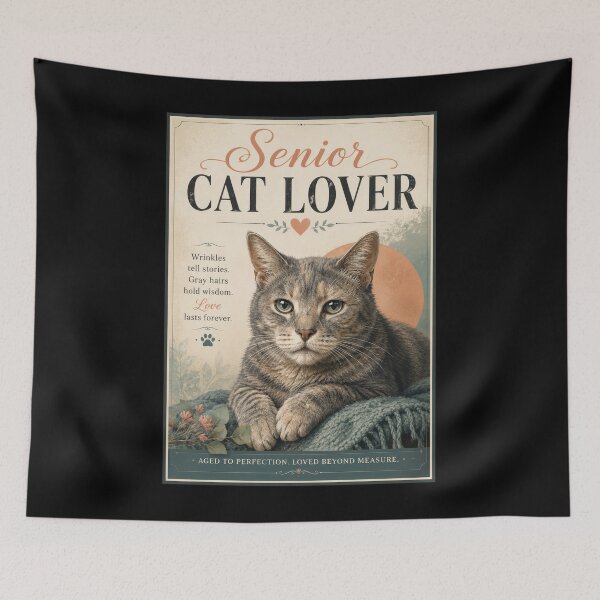 Item preview, Senior Cat Lover Vintage Cat Poster  designed and sold by Sketchlegacy.