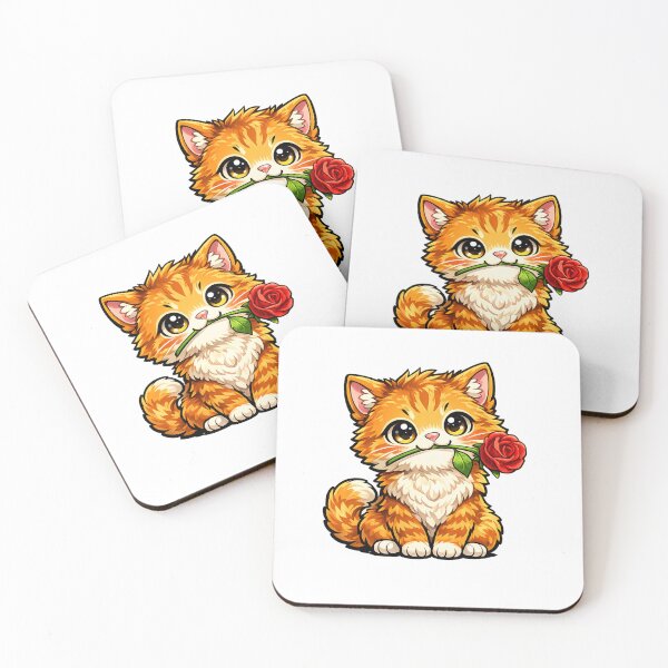 Item preview, Cat with Red Rose designed and sold by RudraXiome.