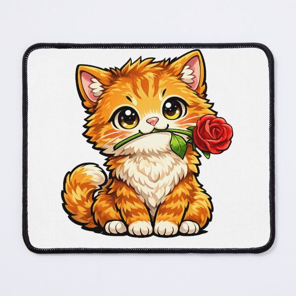 Item preview, Cat with Red Rose designed and sold by RudraXiome.