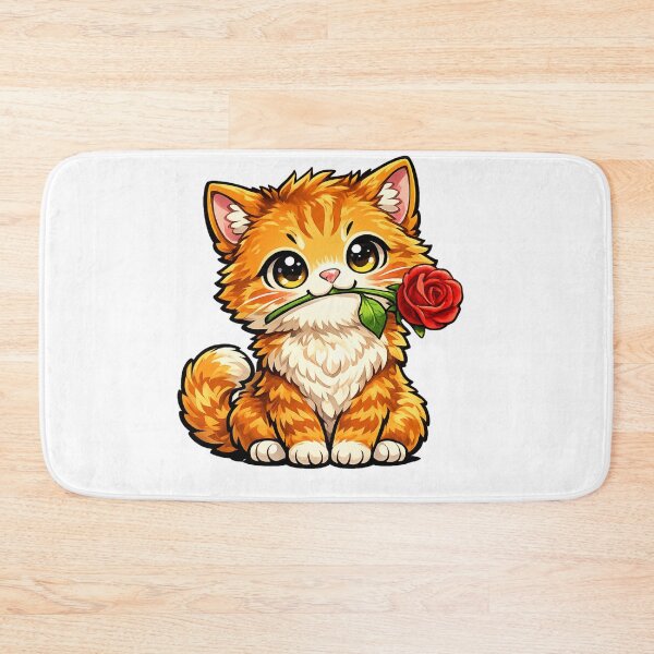 Item preview, Cat with Red Rose designed and sold by RudraXiome.