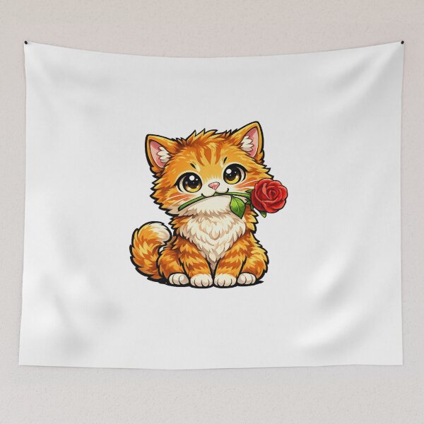 Item preview, Cat with Red Rose designed and sold by RudraXiome.