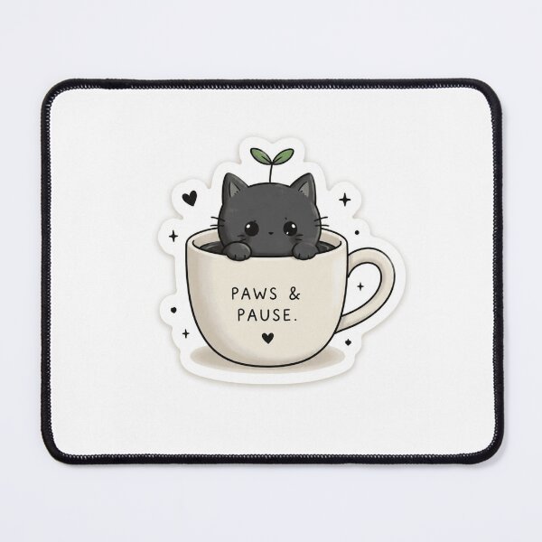 Item preview, Paws & Pause | Cute Cat Coffee Cozy Sticker designed and sold by PradeepArko.