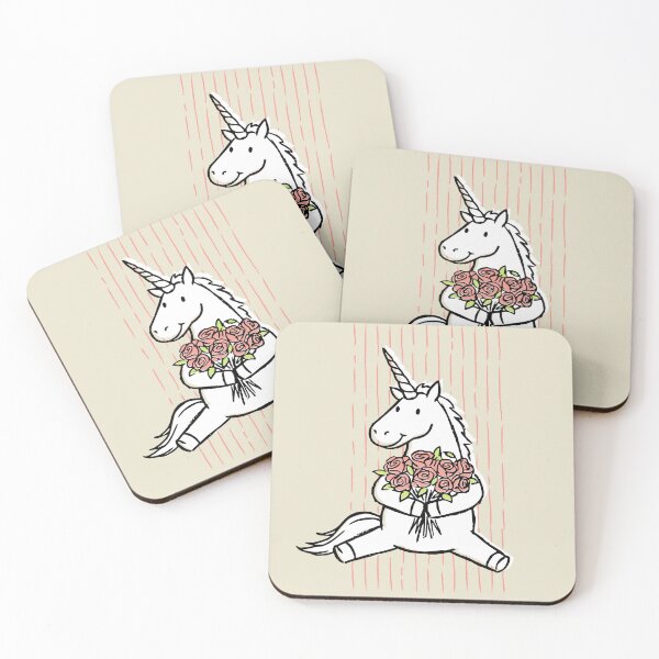 Item preview, Cute White Unicorn and Bouquet of Pink Roses Drawing designed and sold by TackyTime.