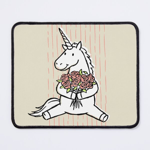 Item preview, Cute White Unicorn and Bouquet of Pink Roses Drawing designed and sold by TackyTime.