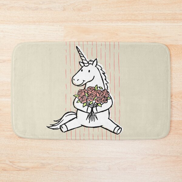 Item preview, Cute White Unicorn and Bouquet of Pink Roses Drawing designed and sold by TackyTime.