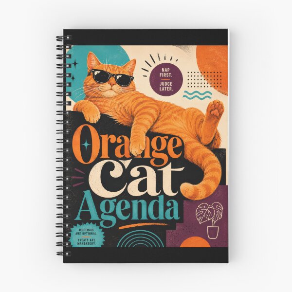 Item preview, Orange Cat Agenda Retro Cat Poster designed and sold by Sketchlegacy.