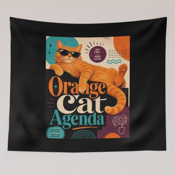 Item preview, Orange Cat Agenda Retro Cat Poster designed and sold by Sketchlegacy.