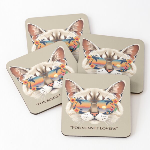 Item preview, Cool Cat wearing Sunglasses with Tropical Sunset Graphic designed and sold by Tama-sirth.