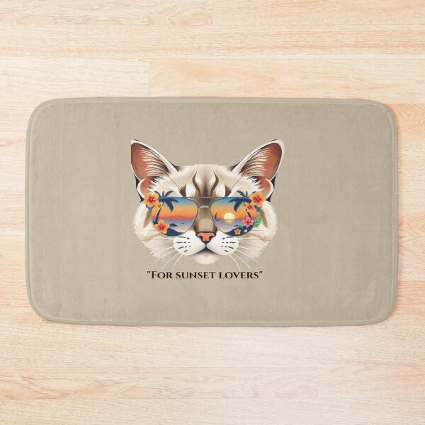 Item preview, Cool Cat wearing Sunglasses with Tropical Sunset Graphic designed and sold by Tama-sirth.