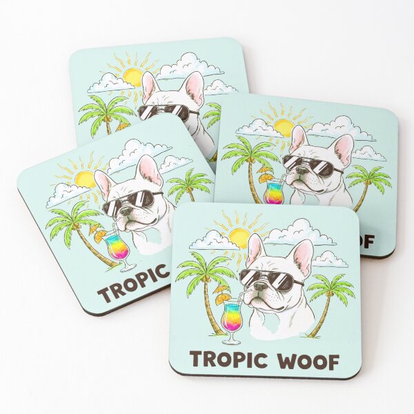 Item preview,  Tropic Woof – Cool French Bulldog With Sunglasses Tropical Beach Cartoon Art designed and sold by NewGen-For-You.