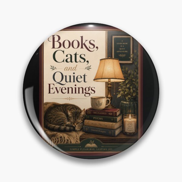 Item preview, Books Cats and Quiet Evenings Cozy Cat Poster  designed and sold by Sketchlegacy.