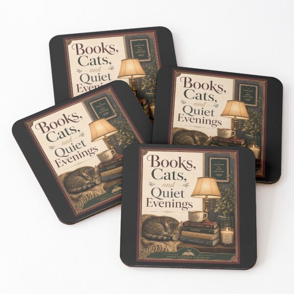 Item preview, Books Cats and Quiet Evenings Cozy Cat Poster  designed and sold by Sketchlegacy.