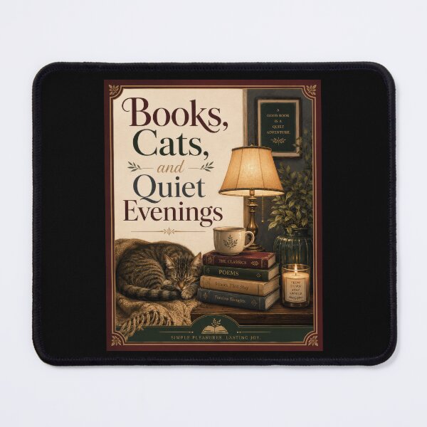 Item preview, Books Cats and Quiet Evenings Cozy Cat Poster designed and sold by Sketchlegacy.