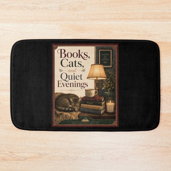 Item preview, Books Cats and Quiet Evenings Cozy Cat Poster  designed and sold by Sketchlegacy.