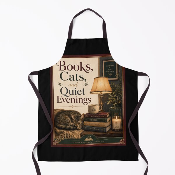 Item preview, Books Cats and Quiet Evenings Cozy Cat Poster designed and sold by Sketchlegacy.