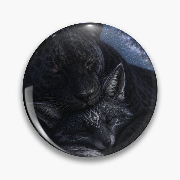 Item preview, Celestial Bond Under the Stars | Midnight Fox & Black Panther Fantasy Art designed and sold by Singing Life's Chords Studio.