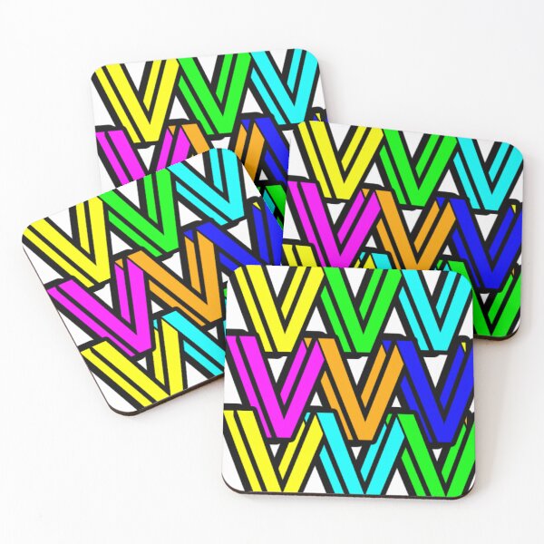 Item preview, Vibrant Rainbow Layered W Pattern - Colorful Abstract Typography Art designed and sold by Nexus Space.