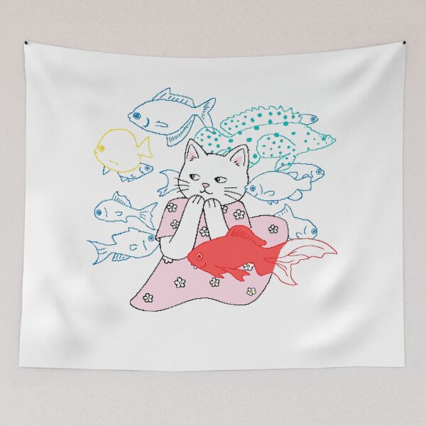 Item preview, Cat's Fish Dream Fancy Pixel Art designed and sold by Pixel Animal.
