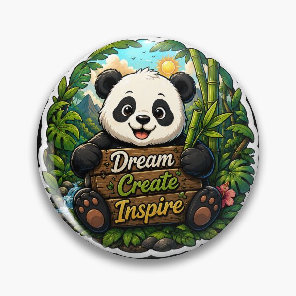 Item preview, Dream Create Inspire Panda Sticker | Cute Jungle Panda Motivation Design | Kawaii Bamboo Art designed and sold by Artz Worldz.