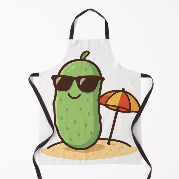 Item preview, Cute Cool Pickle On The Beach Funny Pickle Lover Summer Vacation Kawaii Cartoon Design designed and sold by Basma Designs | Funny Shirts, Stickers & Mugs.