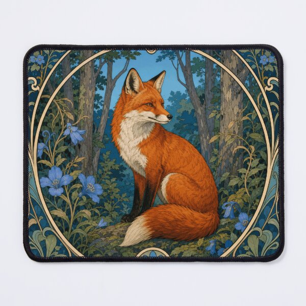 Item preview, Art Nouveau Fox Forest Animal Design designed and sold by AntiqueImages.