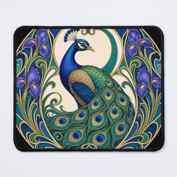 Item preview, Art Nouveau Peacock Floral designed and sold by AntiqueImages.