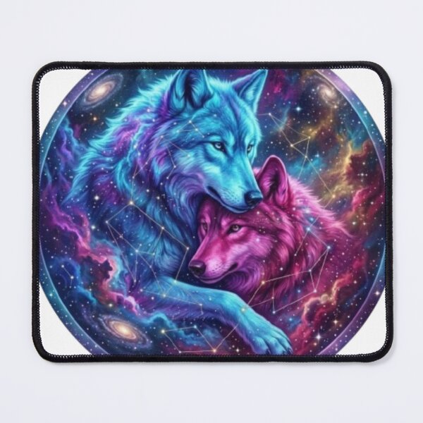 Item preview, Cosmic Wolf Soulmates Celestial Nebula Art designed and sold by BoldConcept43.