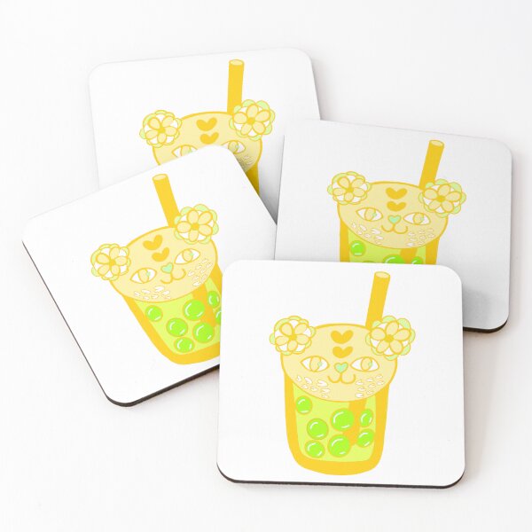 Item preview, Love cat lemon yellow bubble tea doodle designed and sold by BritishDelights.