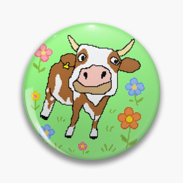 Item preview, Cute Cow in Flower Field Pixel Art designed and sold by Pixel Animal.